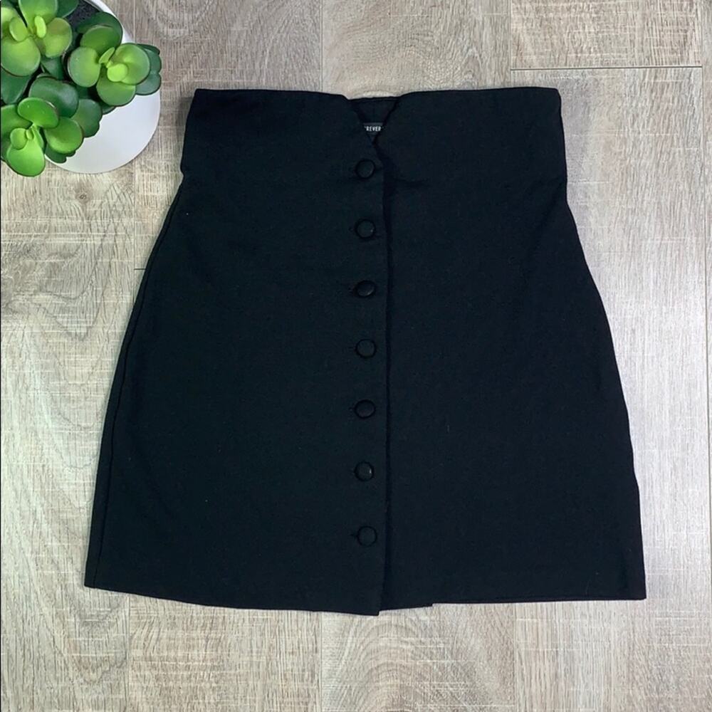 FOREVER 21 Women's Black Button Front Mini Skirt